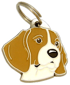 BEAGLE WHITE BROWN <br> (pet tag, engraving included)